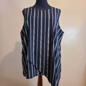 George Black and White Striped Top